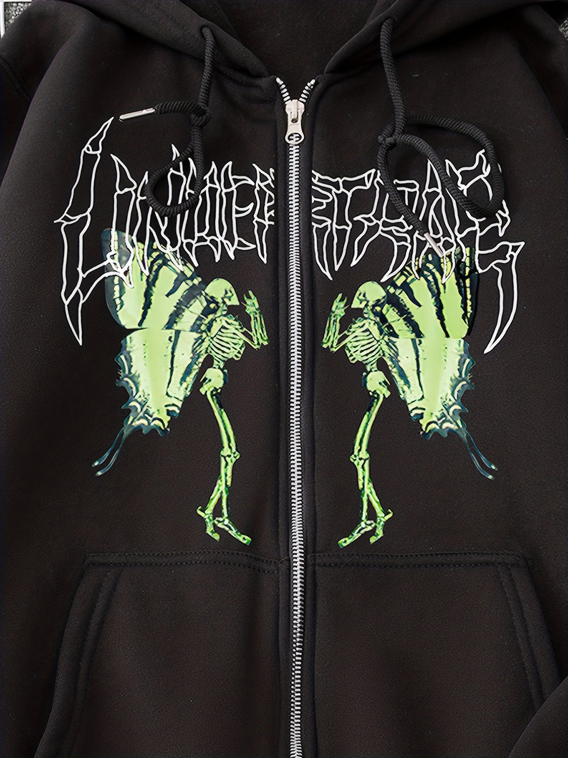 Graphic Zip-Up Long Sleeve Hooded Jacket