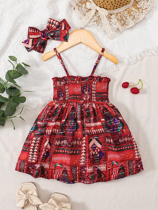 Baby Girl Printed Smocked Pinafore Skirt