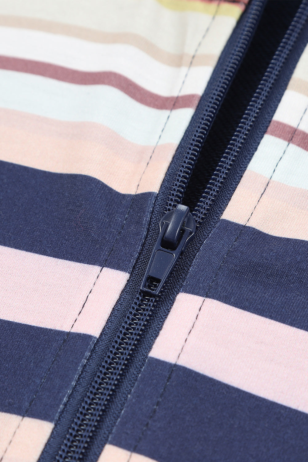 Striped Color Block Zip Up Jacket