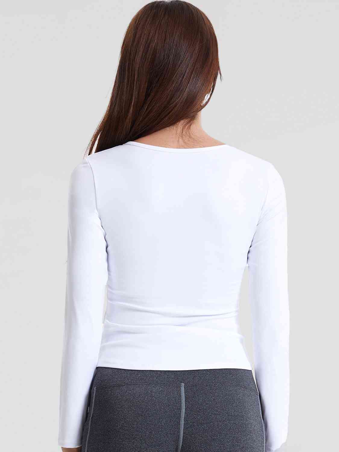 Notched Neck Ruched Sports Top